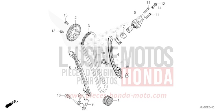 NOCKENWELLENKETTE/SPANNVORRICHTUNG von Africa Twin DCT GLINT WAVE BLUE METALLIC (B197X) von 2023